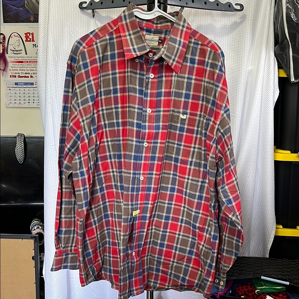 Southern Marsh Red and Blue Casual Button Down Shirt